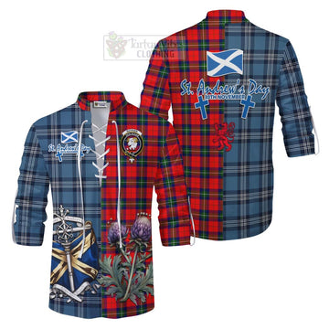 Ruthven Tartan Ghillie Kilt Shirt Happy St. Andrew's Day Half Tartan Style Men - Tartan Vibes Clothing
