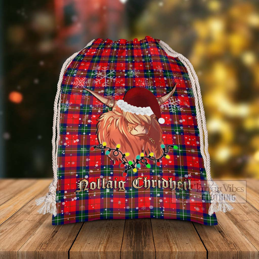 Ruthven Tartan Christmas Santa's Bag with Twinkle Highland Cattle - Tartan Vibes Clothing