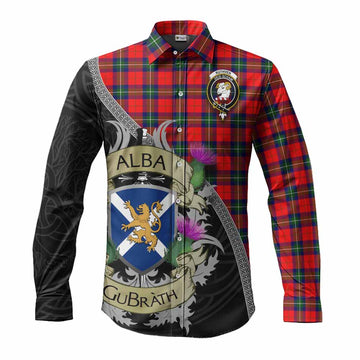Ruthven Tartan Family Crest Long Sleeve Button Shirt Lion Rampant Royal Thistle Shield Celtic Inspired Men's Shirt S - Tartan Vibes Clothing