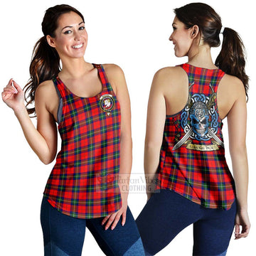 Ruthven Tartan Women's Racerback Tanks with Family Crest Celtic Skull Style 4XL - Tartan Vibes Clothing
