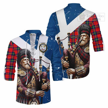Ruthven Tartan Ghillie Kilt Shirt with Family Crest Scottish Bagpiper Vibes Men - Tartan Vibes Clothing