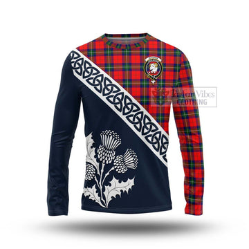 Ruthven Tartan Long Sleeve T-Shirt Featuring Thistle and Scotland Map Unisex - Tartan Vibes Clothing