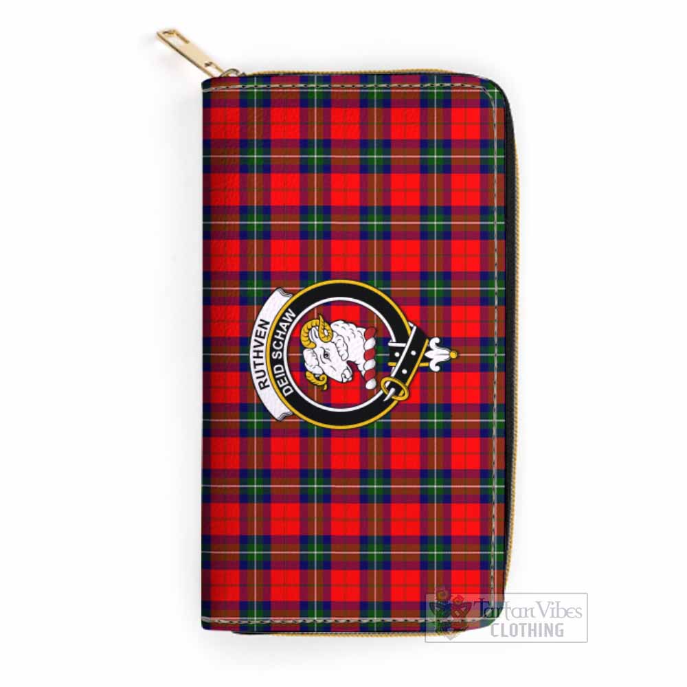 Ruthven Tartan Women's Leather Wallet with Family Crest One Size 19.7*10.5*3.5 cm - Tartan Vibes Clothing