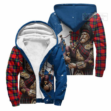 Ruthven Tartan Sherpa Hoodie with Family Crest Scottish Bagpiper Vibes Unisex - Tartan Vibes Clothing