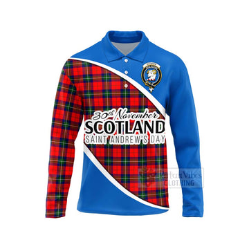 Ruthven Family Crest Tartan Long Sleeve Polo Shirt Celebrate Saint Andrew's Day in Style Unisex - Tartan Vibes Clothing