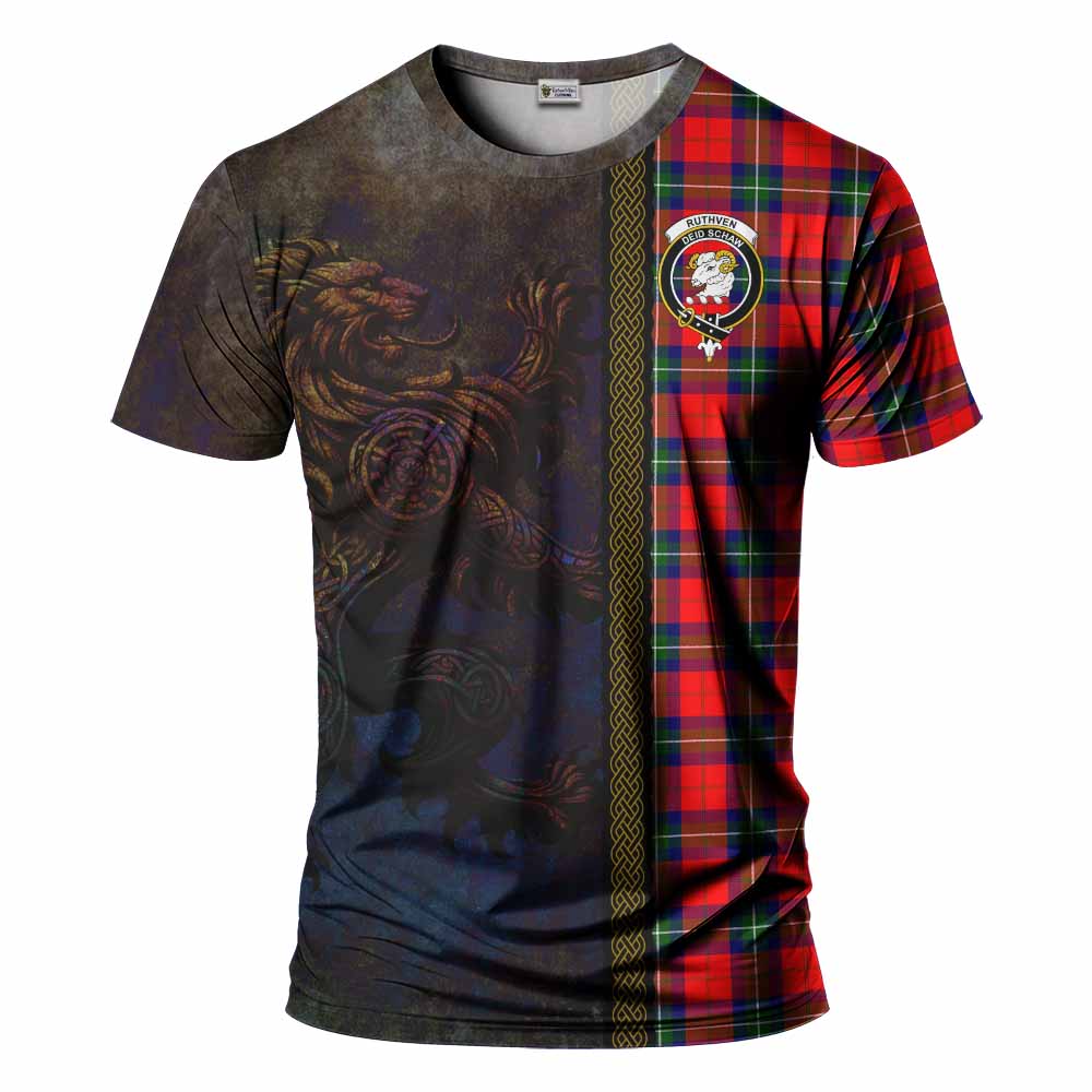 Ruthven Tartan Family Crest T-Shirt Alba Gu Brath Be Brave Lion Ancient Style Kid's Shirt - Tartan Vibes Clothing