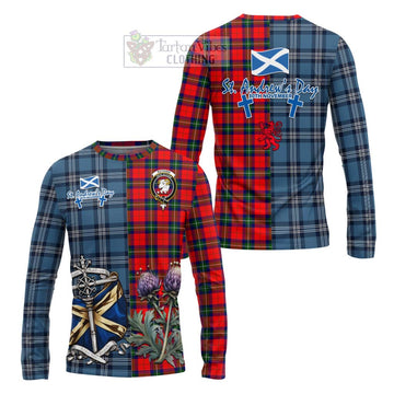 Ruthven Tartan Long Sleeve T-Shirt Happy St. Andrew's Day Half Tartan Style Unisex - Tartan Vibes Clothing