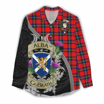 Ruthven Tartan Family Crest Women's Casual Shirt Lion Rampant Royal Thistle Shield Celtic Inspired Female - Tartan Vibes Clothing