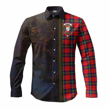 Ruthven Tartan Family Crest Long Sleeve Button Shirt Alba Gu Brath Be Brave Lion Ancient Style Men's Shirt S - Tartan Vibes Clothing