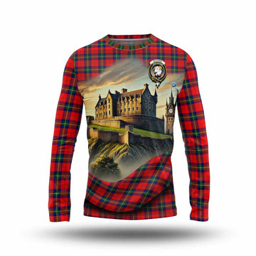 Ruthven Tartan Family Crest Long Sleeve T-Shirt with Scottish Ancient Castle Style Unisex - Tartan Vibes Clothing