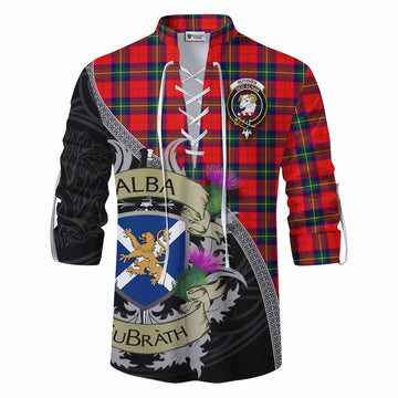 Ruthven Tartan Family Crest Ghillie Kilt Shirt Lion Rampant Royal Thistle Shield Celtic Inspired Men - Tartan Vibes Clothing