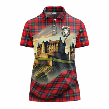Ruthven Tartan Family Crest Women's Polo Shirt with Scottish Ancient Castle Style Women - Tartan Vibes Clothing