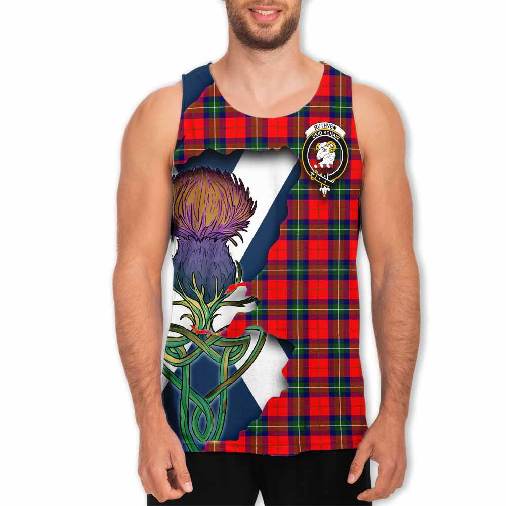 Tartan Vibes Clothing Ruthven Tartan Family Crest Men's Tank Top Scottish Thistle Celtic Inspired