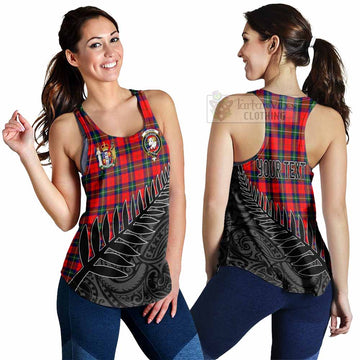 Ruthven Crest Tartan Women's Racerback Tanks with New Zealand Silver Fern Half Style 4XL - Tartan Vibes Clothing