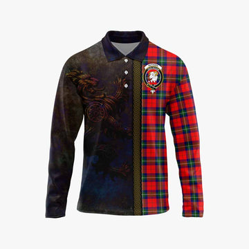 Ruthven Tartan Family Crest Long Sleeve Polo Shirt Alba Gu Brath Be Brave Lion Ancient Style Unisex - Tartan Vibes Clothing