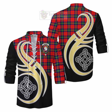 Ruthven Tartan Ghillie Kilt Shirt with Family Crest and Celtic Symbol Style Men - Tartan Vibes Clothing