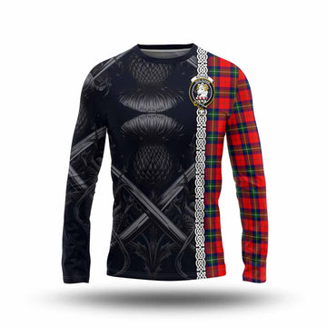 Ruthven Tartan Long Sleeve T-Shirt with Family Crest Cross Sword Thistle Celtic Vibes Unisex - Tartan Vibes Clothing
