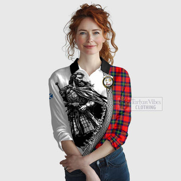 Ruthven Tartan Clan Crest Women's Casual Shirt with Highlander Warrior Celtic Style Female - Tartan Vibes Clothing