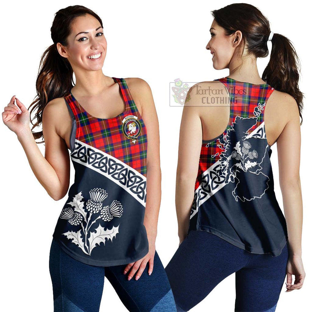 Ruthven Tartan Women's Racerback Tanks Featuring Thistle and Scotland Map 4XL - Tartan Vibes Clothing