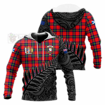 Ruthven Crest Tartan Knitted Hoodie with New Zealand Silver Fern Half Style Unisex Knitted Pullover Hoodie - Tartan Vibes Clothing
