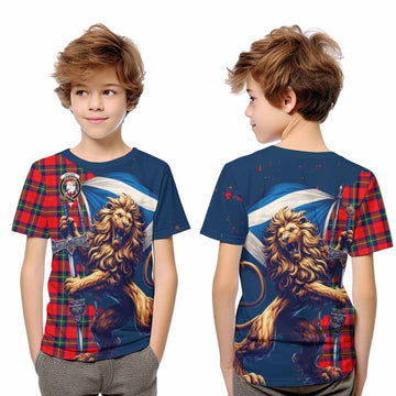 Ruthven Tartan Family Crest Kid T-Shirt with Scottish Majestic Lion Youth XL Size14 - Tartan Vibes Clothing