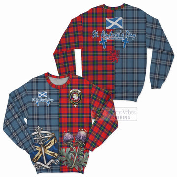 Ruthven Tartan Sweatshirt Happy St. Andrew's Day Half Tartan Style Unisex - Tartan Vibes Clothing