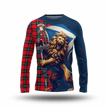 Ruthven Tartan Family Crest Long Sleeve T-Shirt with Scottish Majestic Lion Unisex - Tartan Vibes Clothing