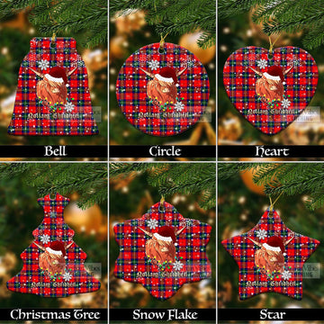 Ruthven Tartan Christmas Ceramic Ornaments with Twinkle Highland Cattle Ceramic - Tartan Vibes Clothing
