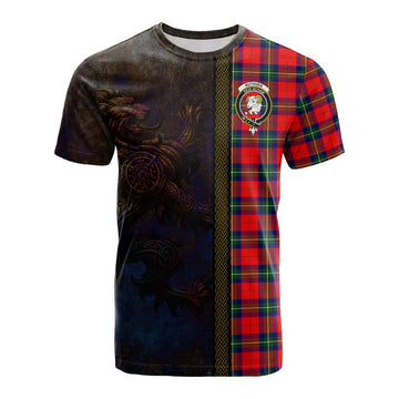 Ruthven Tartan Family Crest Cotton T-shirt Alba Gu Brath Be Brave Lion Ancient Style