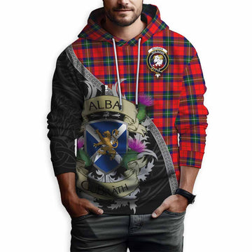 Ruthven Tartan Family Crest Hoodie Lion Rampant Royal Thistle Shield Celtic Inspired Pullover Hoodie - Tartan Vibes Clothing