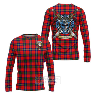 Ruthven Tartan Long Sleeve T-Shirt with Family Crest Celtic Skull Style Unisex - Tartan Vibes Clothing