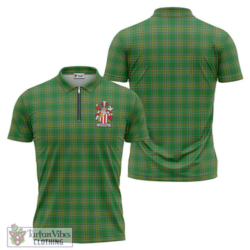 Ruthven Irish Clan Tartan Zipper Polo Shirt with Coat of Arms