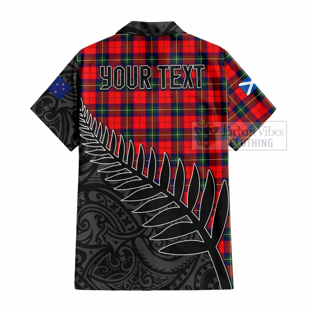 Ruthven Crest Tartan Hawaiian Shirt with New Zealand Silver Fern Half Style - Tartan Vibes Clothing