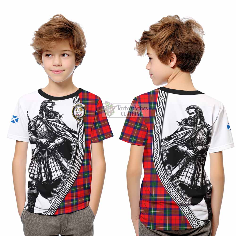 Ruthven Tartan Clan Crest Kid T-Shirt with Highlander Warrior Celtic Style - Tartan Vibes Clothing
