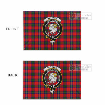 Tartan Vibes Clothing Ruthven Tartan House Flag with Family Crest