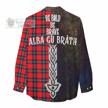 Ruthven Tartan Family Crest Women's Casual Shirt Alba Gu Brath Be Brave Lion Ancient Style - Tartan Vibes Clothing