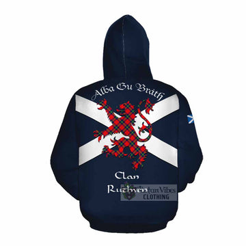 Ruthven Tartan Lion Rampant Cotton Hoodie Proudly Display Your Heritage with Alba Gu Brath and Clan Name Pullover Hoodie - Tartan Vibes Clothing