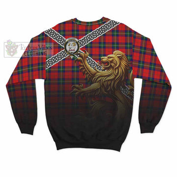 Ruthven Crest Tartan Sweatshirt with Golden Lion Emblem Celtic Style - Tartan Vibes Clothing