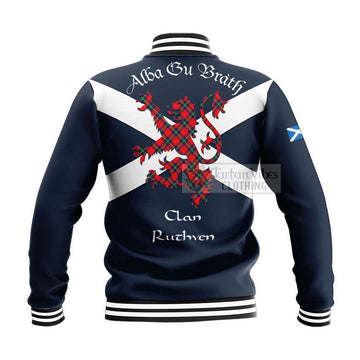Ruthven Tartan Lion Rampant Baseball Jacket Proudly Display Your Heritage with Alba Gu Brath and Clan Name - Tartan Vibes Clothing