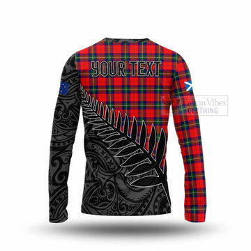 Ruthven Crest Tartan Long Sleeve T-Shirt with New Zealand Silver Fern Half Style - Tartan Vibes Clothing