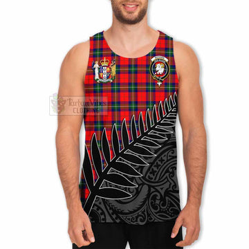 Ruthven Crest Tartan Men's Tank Top with New Zealand Silver Fern Half Style - Tartan Vibes Clothing