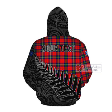 Ruthven Crest Tartan Cotton Hoodie with New Zealand Silver Fern Half Style Pullover Hoodie - Tartan Vibes Clothing