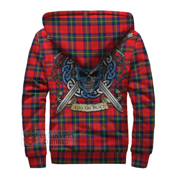 Ruthven Tartan Sherpa Hoodie with Family Crest Celtic Skull Style - Tartan Vibes Clothing