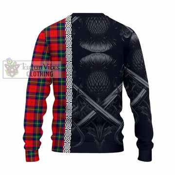 Ruthven Tartan Knitted Sweater with Family Crest Cross Sword Thistle Celtic Vibes - Tartan Vibes Clothing