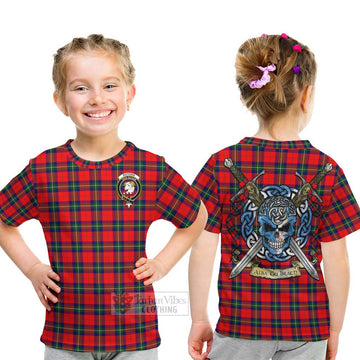 Ruthven Tartan Kid T-Shirt with Family Crest Celtic Skull Style - Tartan Vibes Clothing