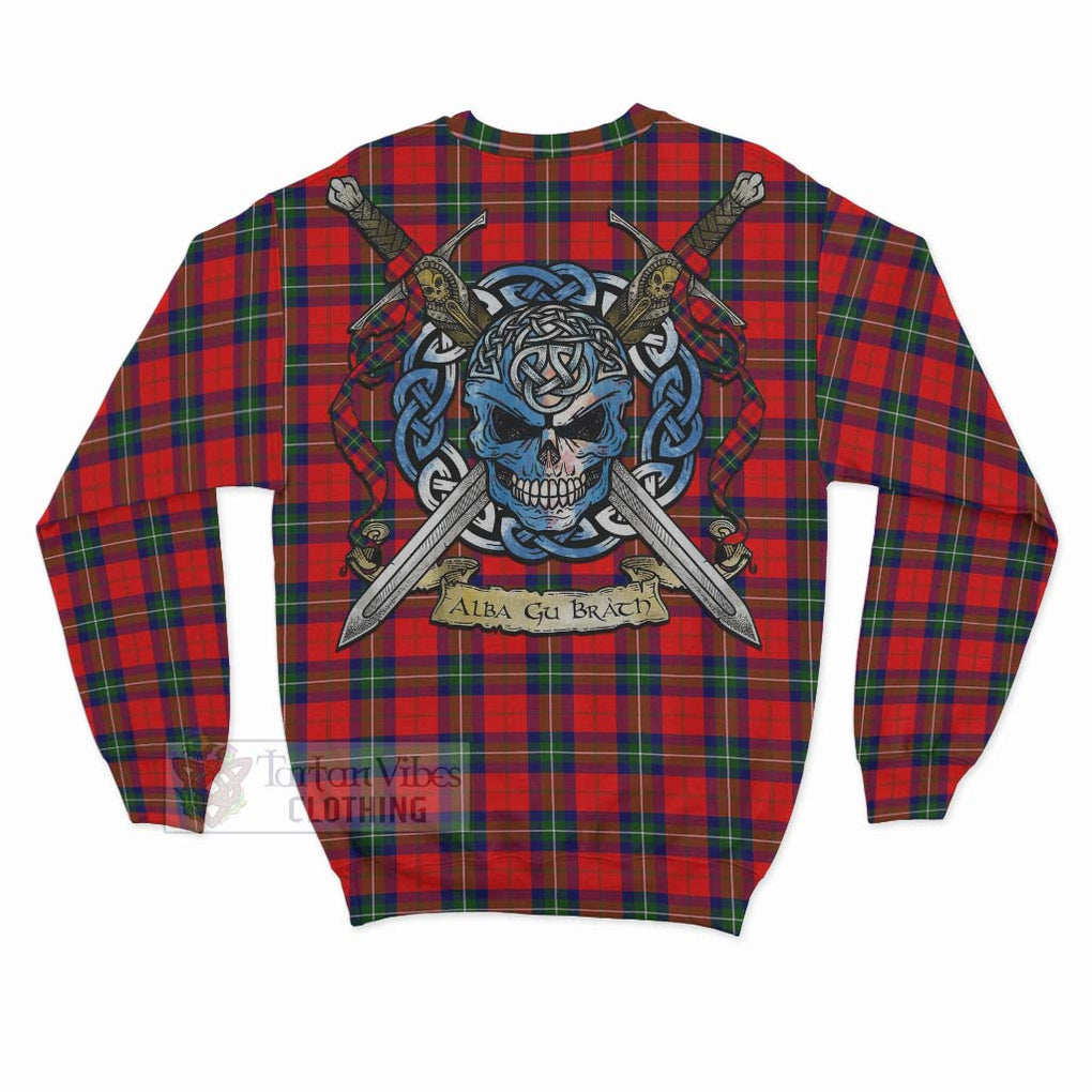 Ruthven Tartan Sweatshirt with Family Crest Celtic Skull Style - Tartan Vibes Clothing