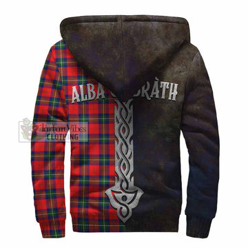 Tartan Vibes Clothing Ruthven Tartan Family Crest Sherpa Hoodie Alba Gu Brath Be Brave Lion Ancient Style