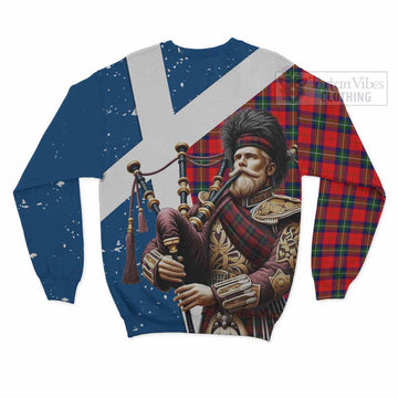Ruthven Tartan Sweatshirt with Family Crest Scottish Bagpiper Vibes - Tartan Vibes Clothing