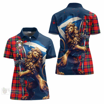 Ruthven Tartan Family Crest Women's Polo Shirt with Scottish Majestic Lion - Tartan Vibes Clothing