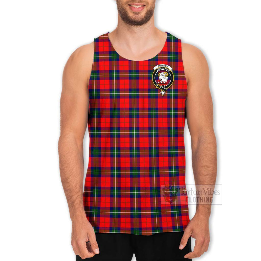 Ruthven Tartan Men's Tank Top with Family Crest Celtic Skull Style - Tartan Vibes Clothing